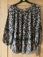 Nieuw=tijgerprint wijde blouse=made in Italy/L, Ophalen of Verzenden, Nieuw, Maat 42/44 (L), Bruin