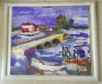 Stad met brug en kinderen '93 - Jelle Hoogstra 1924-2003, Ophalen of Verzenden