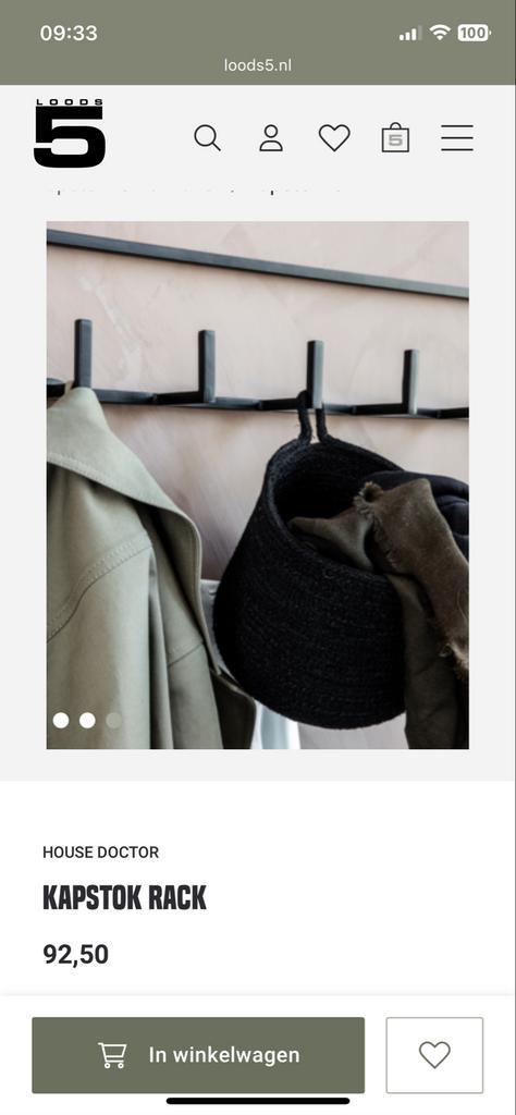 Stalen Kapstok - Loods5 - Gebruikt, incl. schroeven, Huis en Inrichting, Woonaccessoires | Kapstokken, Gebruikt, Wandkapstok, Minder dan 100 cm