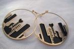 Black & gold building shaped earrings, Overige materialen, Hangers, Nieuw, Ophalen of Verzenden
