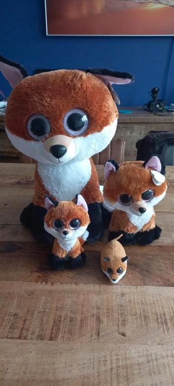 Set van 4 TY Beanie Boo Vos Knuffels – Verschillende maten beschikbaar voor biedingen