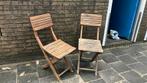 2 Houten Bistro Stoelen - Tuinstoelen Inklapbaar, Tuin en Terras, Tuinstoelen, Ophalen, Gebruikt, Hout, Inklapbaar