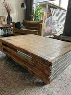 Steenschotten Salontafel op Wielen, Ophalen, Gebruikt, 100 tot 150 cm, 50 tot 100 cm