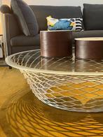 Molteni & C. “Teso” salontafel – glas – geborsteld RVS, Ophalen, 100 tot 150 cm, Rond, 50 tot 100 cm