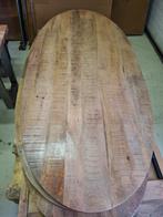 Mangohouten tafelblad ovaal 220x100 €75,-, Ophalen, 200 cm of meer, 50 tot 100 cm, Zo goed als nieuw