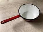Vintage rood emaille steel oannetje met schenktuit, 14 cm, Antiek en Kunst, Antiek | Emaille, Ophalen of Verzenden