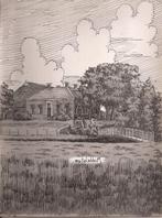 Middelstum Boerderij Brugje Tekening Sievers 50 / 60er jaren, Antiek en Kunst, Kunst | Etsen en Gravures, Ophalen of Verzenden