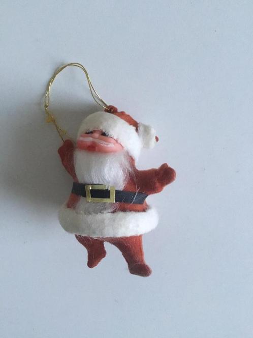Vintage Kerst versiering kunststof geflokte dansende Kerstma, Diversen, Kerst, Zo goed als nieuw, Ophalen of Verzenden