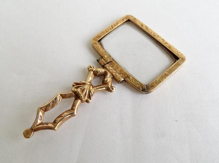 Antiek klein gouden vergrootglas of loep - lorgnet, Antiek en Kunst, Antiek | Goud en Zilver, Goud, Ophalen of Verzenden