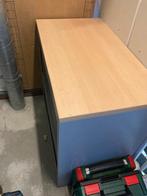 GRATIS AFHALEN! Metalen archiefkastje met houten blad+ plank, Ophalen, Gebruikt, 50 tot 100 cm, Zware kwaliteit, heel solide.