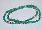 Setje van 2 elastische fijne armbandjes met groene bicones, Ophalen of Verzenden, Nieuw, Groen, Elastiek