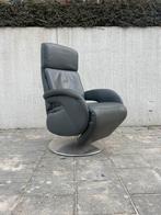 Nette grijze leren relax fauteuil / relax stoel L, Gebruikt, Minder dan 75 cm, Ophalen of Verzenden, Nvt