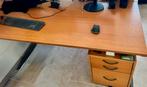 Buro Ahrend 2 st. grijze stalen poten, kersen blad 160x80x75, Ophalen, Zo goed als nieuw, Bureau