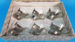 Vintage set bowl glazen, 6 st in doos. Metaal en glas. 6B11, Tweedehands verkoop, Tweedehands verkoop, Gebruikt, Ophalen of Verzenden