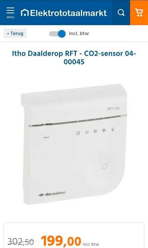 Itho Daalderop RFT - CO2-sensor 04-00045, Doe-het-zelf en Verbouw, Ventilatie en Afzuiging, Nieuw, Ophalen of Verzenden