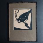 Kees Koeman houtsnede "Beo", Antiek en Kunst, Kunst | Etsen en Gravures, Ophalen of Verzenden