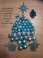 Blauwe kerstballen set incl piek slinger, Diversen, Kerst, Ophalen of Verzenden, Zo goed als nieuw