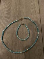 Zelfgemaakte Ketting & Armband Set, Sieraden, Tassen en Uiterlijk, Kettingen, Ophalen of Verzenden, Nieuw, Blauw, Overige materialen