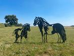Cortenstaal tuinornament Shetlandpony met veulen, Dierenbeeld, Mijn Staal, Nieuw, Ophalen of Verzenden