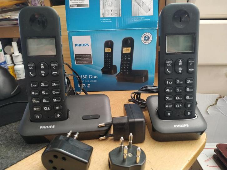 Philips Draadloze telefoon D150 Duo, Telecommunicatie, Vaste telefoons | Handsets en Draadloos, Gebruikt, 2 handsets, Ophalen of Verzenden
