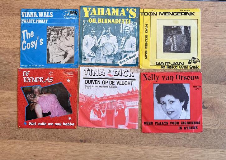 6 piraten singles in fotohoes oa Telstar, Cd's en Dvd's, Vinyl | Nederlandstalig, Gebruikt, Levenslied of Smartlap, Overige formaten