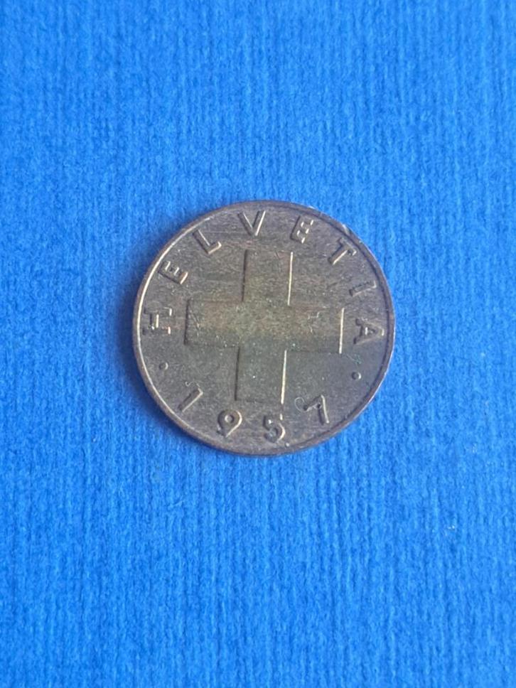 1957 Zwitserland 1 rappen in brons, Postzegels en Munten, Munten | Europa | Niet-Euromunten, Losse munt, Overige landen, Verzenden