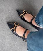 Bibi Lou Kiva zwart leten ballerina met puntneus en gesp, Ophalen of Verzenden, Instappers, Zwart, Bibi Lou