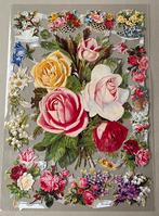 Diverse vintage vellen poesieplaatjes met bloemen, Ophalen of Verzenden