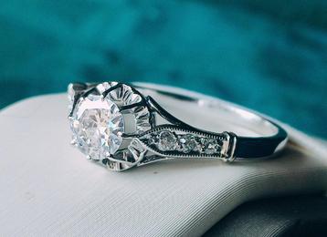 Vintage platinum solitaire met diamanten 0,58kt, certifi ALG beschikbaar voor biedingen
