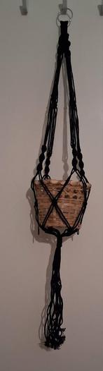 Macramé Plantenhanger Zwart met Blauw Kwastje NIEUW €3!, Overige materialen, Nieuw, 60 cm of meer, Verzenden