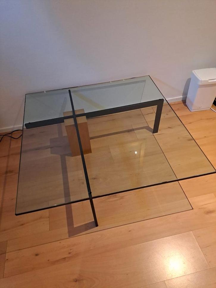 Salontafel glas, Huis en Inrichting, Tafels | Salontafels, Gebruikt, Minder dan 50 cm, 50 tot 100 cm, 100 tot 150 cm, Vierkant