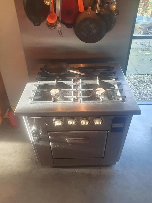 Fornuis Rubbens horecakwaliteit RVS, Witgoed en Apparatuur, Fornuizen, Gebruikt, Vrijstaand, Gas, 4 kookzones, 85 tot 90 cm, 60 cm of meer