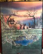Batik schilderijen op satijn, Manyk, 1985, Antiek en Kunst, Ophalen