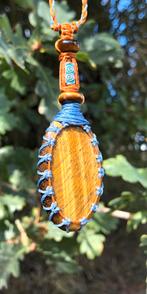 Macramé Tijgeroog Ketting, Sieraden, Tassen en Uiterlijk, Kettingen, Nieuw, Ophalen of Verzenden, Steen of Mineraal, Met edelsteen