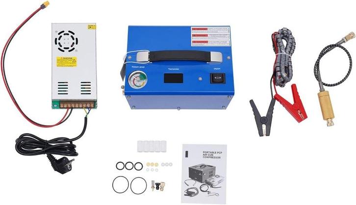PCP Compressor 300Bar 12-110-220V Aut. Stop. Instelbare Druk, Auto diversen, Autogereedschap, Nieuw, Ophalen of Verzenden