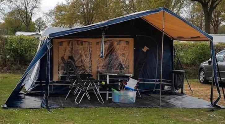 Vouwwagen 6 persoons Gerjak Tago Atlantic, Caravans en Kamperen, Vouwwagens, Overige merken, tot en met 6, Blauw, Aanwezig, Ophalen