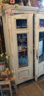 Wit/creme brocante Franse kast met nieuwe stevige planken, Ophalen, Gebruikt, 100 tot 150 cm, 150 tot 200 cm