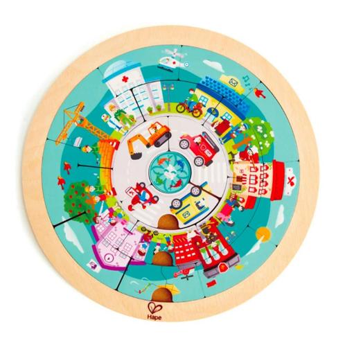 ronde banen puzzel Hape, Kinderen en Baby's, Speelgoed | Kinderpuzzels, Nieuw, 4 tot 6 jaar, Meer dan 50 stukjes, Van hout, Ophalen of Verzenden