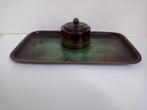 Art Deco Just Andersen brons inktstel glas pot inkwell, Verzenden