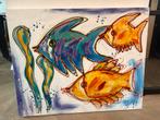 Schilderij vissen, Antiek en Kunst, Kunst | Schilderijen | Abstract, Ophalen