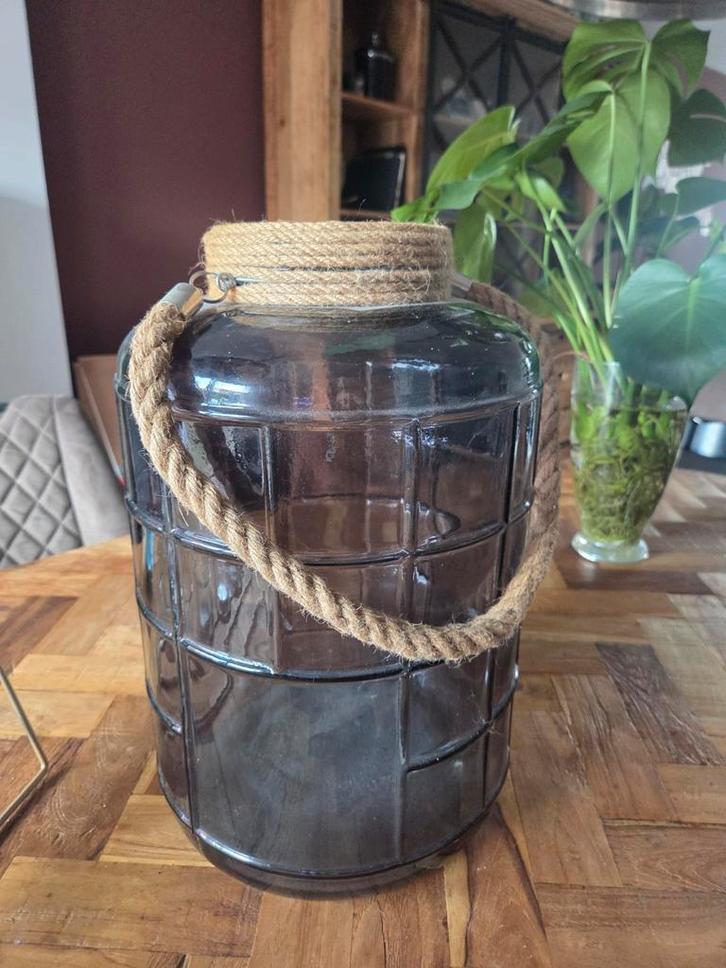 Grote vaas met gevlochten touw, Tuin en Terras, Bloempotten, Zo goed als nieuw, Overige materialen, Minder dan 25 cm, Rond, Ophalen of Verzenden