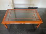 Salontafel, noten met 9 delen facet glas, Ophalen, Gebruikt, 100 tot 150 cm, Glas