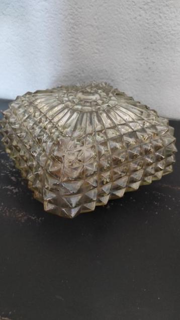 Vintage plafondlamp glas vierkant beschikbaar voor biedingen