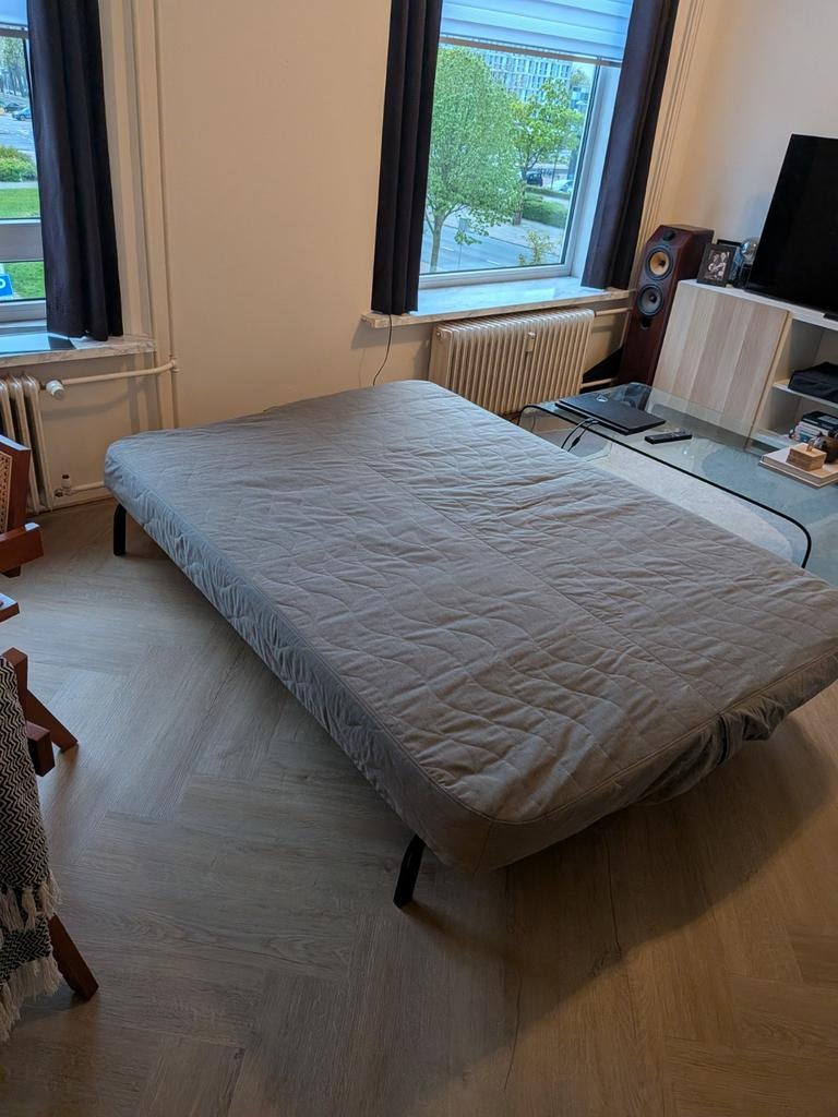Slaapbank ikea Nyhamn, Tweepersoons, Zo goed als nieuw, 200 cm, Grijs