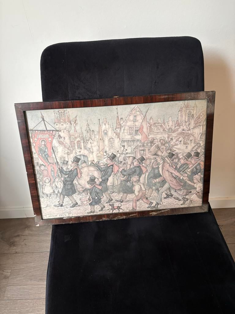Anton Pieck print 'Fanfare' in lijst, Ophalen of Verzenden