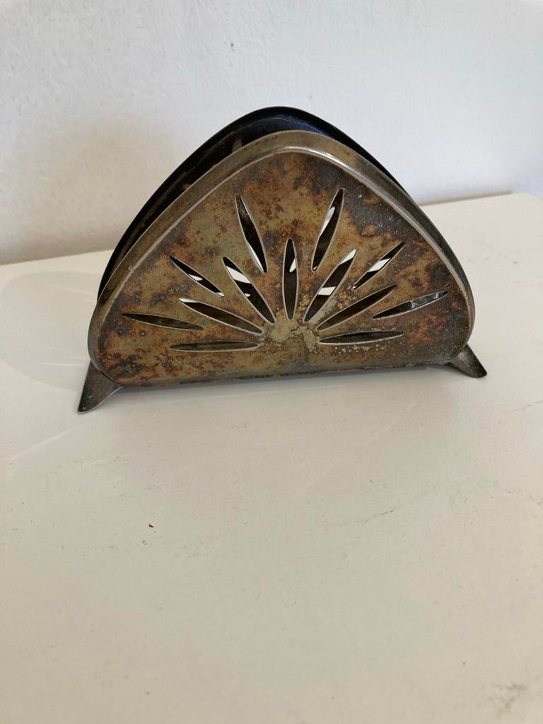 Oude metalen servethouder, Ophalen of Verzenden