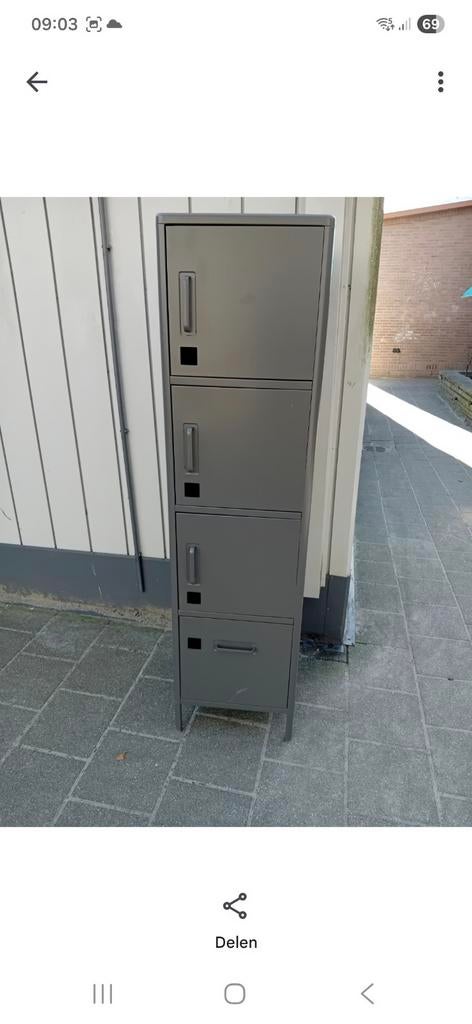 Ikea Idåsen hoge kast grijs met 4 vakken, Huis en Inrichting, Ophalen