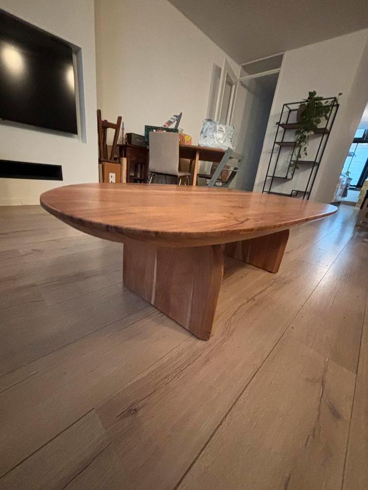 Salontafel acaciahout sklum, Huis en Inrichting, Tafels | Eettafels, Gebruikt, 50 tot 100 cm, 100 tot 150 cm, Ovaal, Overige materialen