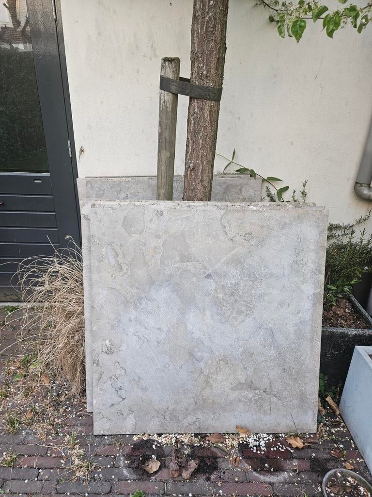 Grote terrastegels 100x100x3cm grijs/taupe, 7 stuks, Tuin en Terras, Tegels en Klinkers, Ophalen, Gebruikt, 5 tot 10 m², Terrastegels