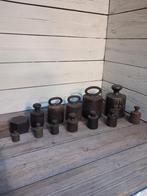 Verzameling van 13 gietijzeren antieke gewichten., Ophalen of Verzenden